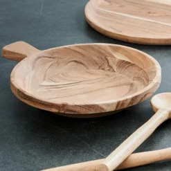 ACACIA CHIC Assiette Creuse Avec Manche Naturel