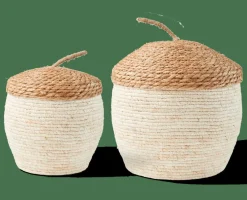 ALVIN Panier De Rangement Avec Couvercle Brun, Naturel