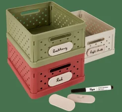 JACQUI Storage étiquettes Et Feutre Pour Caisse Pliante Beige