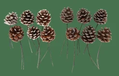 PINECONE Pommes De Pin Set De 6 2 Couleurs Blanc, Argent