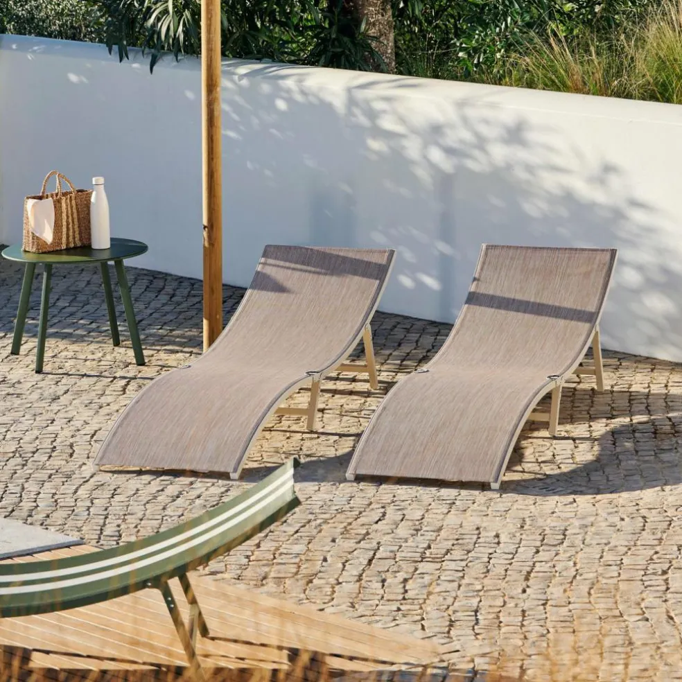 SILVES Chaise Longue Set De 2 Sable