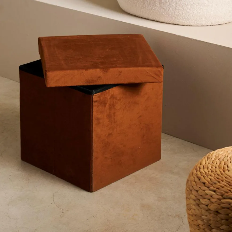 STOR Pouf Pliable Avec Rangement Caramel