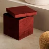 STOR Pouf Pliable Avec Rangement Bordeaux